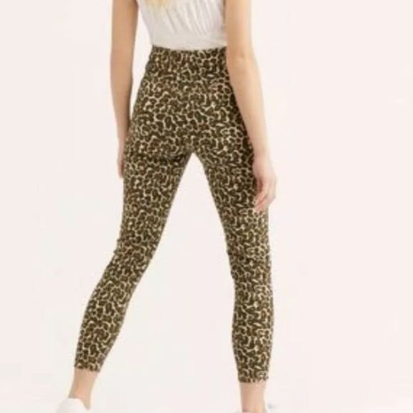 Free People Skinny Stretch Jean Leopard Tan Black 31 - Picture 2 of 5